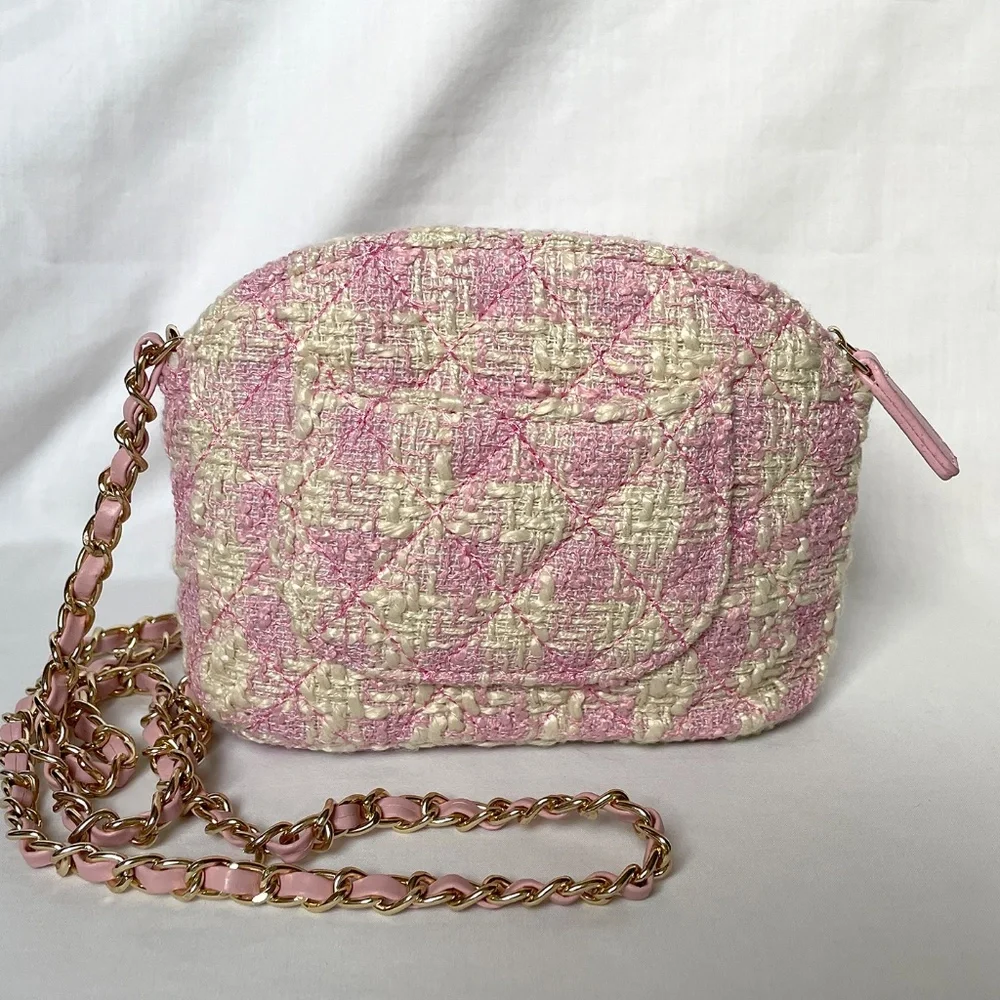 NEW CC Pink Tweed Crossbody Bag